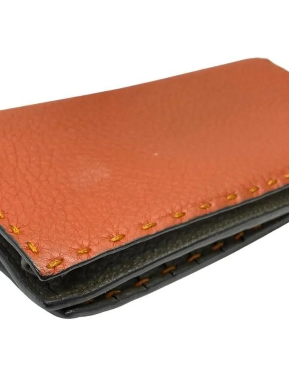 Fendi Selleria 7 M0186 Wallet Long Fold Leather Orange